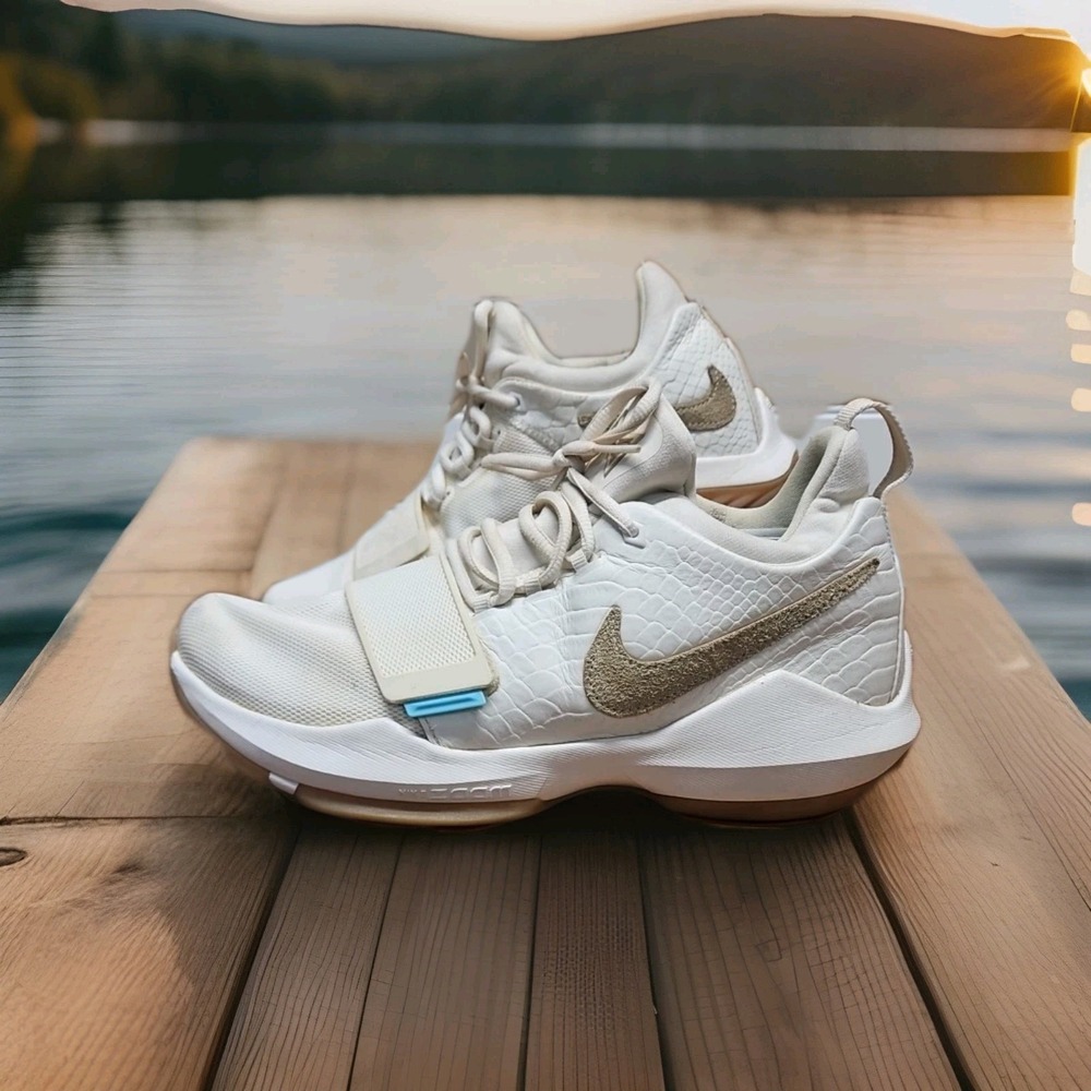 Nike PG 1 Paul George Pale Ivory - 878627-110 Size  8.5 Zoom Basketball Walking